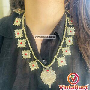 Vintage Tribal Coin Pendant NecklaceTribal Bohemian Jewelry